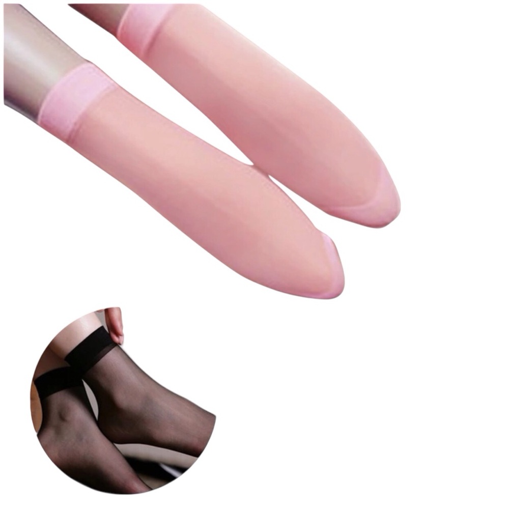 Sheer Nylon Ankle Socks 2 Pack Women Color Black & Pink Size OS